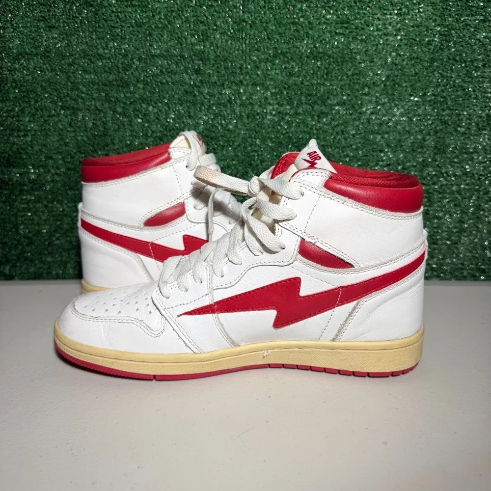Reves Paris White Metallic Red Air Kiy 85 High Top Sneakers Men's Size 8
